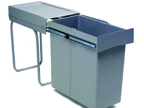 Pull-out waste bin, 40 ltr, full extension runners, grey